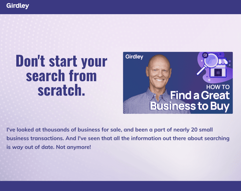 michael girdley how to find a great business to buy 65df1044ea327